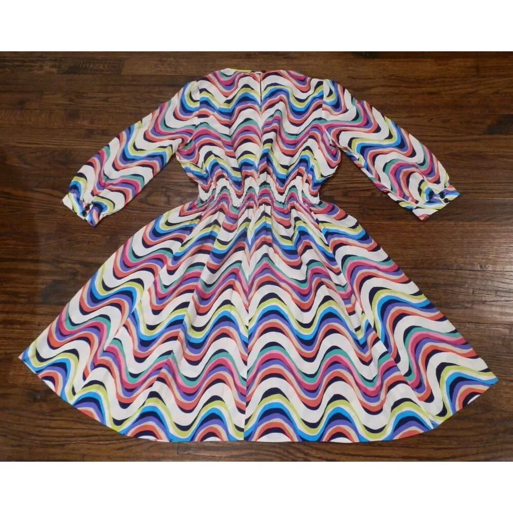 Kate Spade Zari Multicolor Wave Striped Dress Silk Women's Size Unknown